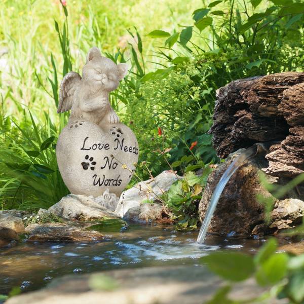 Gedenksteen voor katten zwart - wit - polyresin - 11 x 21 x 10 cm