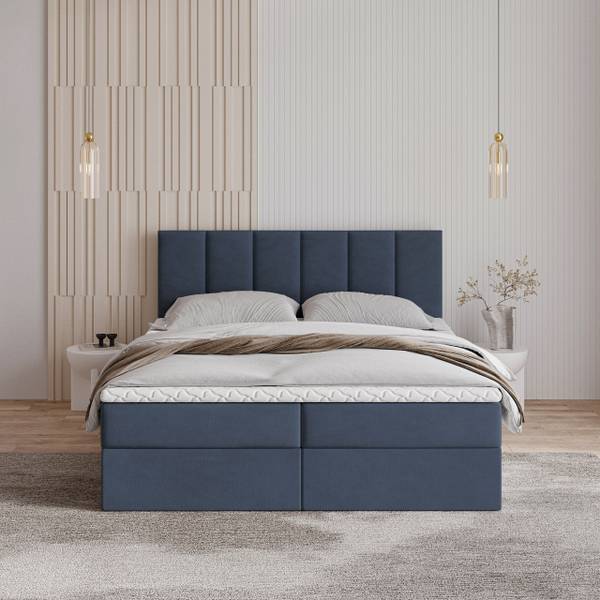 Boxspringbett MERIL Blau - Liegefläche Breite: 160 cm