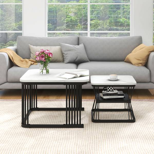 Couchtisch M1870 Weiß - Holzwerkstoff - 45 x 65 x 65 cm