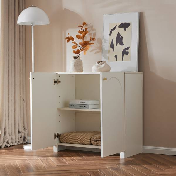 Zijkastje ArcLucy Ⅱ wit - plaatmateriaal op houtbasis - 80 x 80 x 40 cm