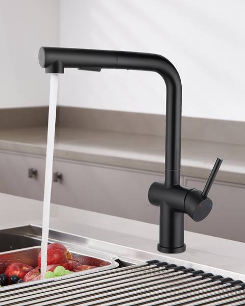 Spültischarmatur Niederdruck KF172D Schwarz - Metall - 24 x 7 x 44 cm