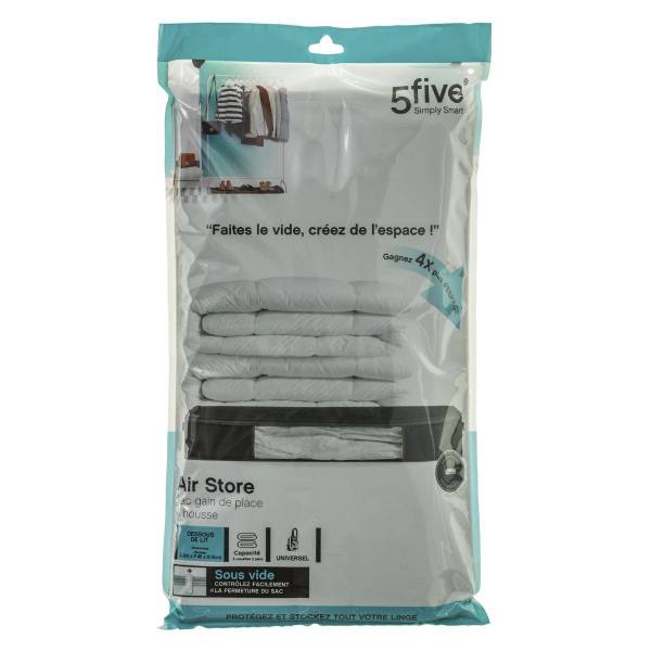 Housse rangement sous vide lit AIR Noir - Matière plastique - 45 x 15 x 100 cm