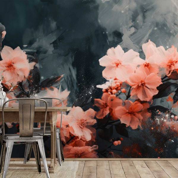 Tapete Rosen auf Grau Papier - 364 x 270 x 1890 cm