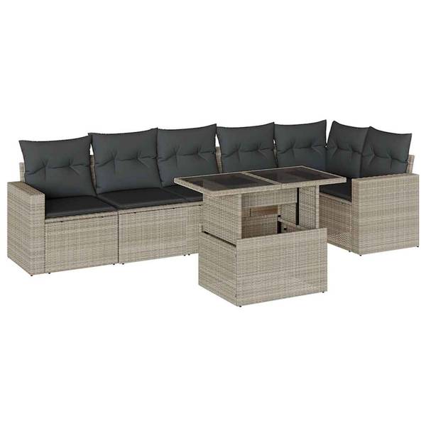 Loungeset 3036731 set van 7 lichtgrijs
