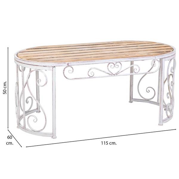 Couchtisch Jardin Mueble Grau - Massivholz - 115 x 50 x 60 cm