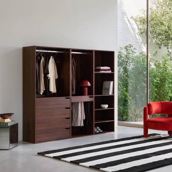 Kleiderschrank Nepal Braun - Holz teilmassiv - 200 x 180 x 45 cm