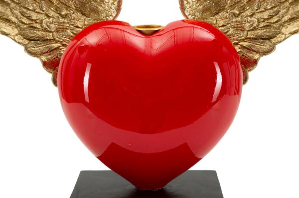 Kerzenhalter Herz Cuore Volante Gold - Rot - Kunststoff - 37 x 31 x 14 cm