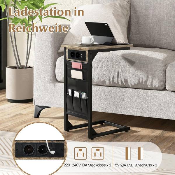 Beistelltisch VH32083PQ-4OR (2er Set) Braun - Holzwerkstoff - 30 x 60 x 40 cm
