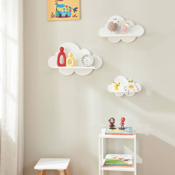 Kinder-Wandregal Skanderborg im 3er Set Weiß - Holzwerkstoff - 50 x 31 x 10 cm