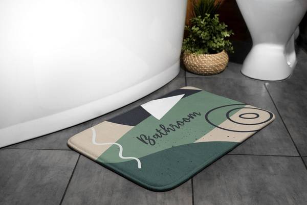 Badteppich Geometrische Muster Grün - Textil - 90 x 60 x 90 cm