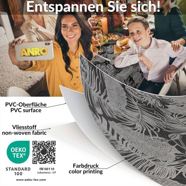 Wachstischdecke Dark-Tropika BO Tiefe: 240 cm