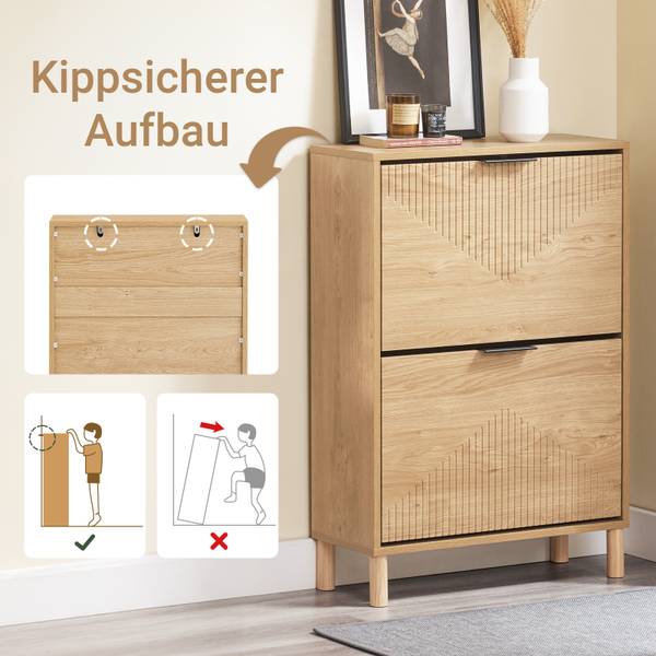 Étagère à chaussures 2 portes FSR200-N Marron - Bois manufacturé - 60 x 88 x 24 cm