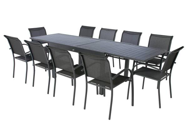 Ausziehbarer Gartentisch PIAZZA Graphit - 90 x 135 cm