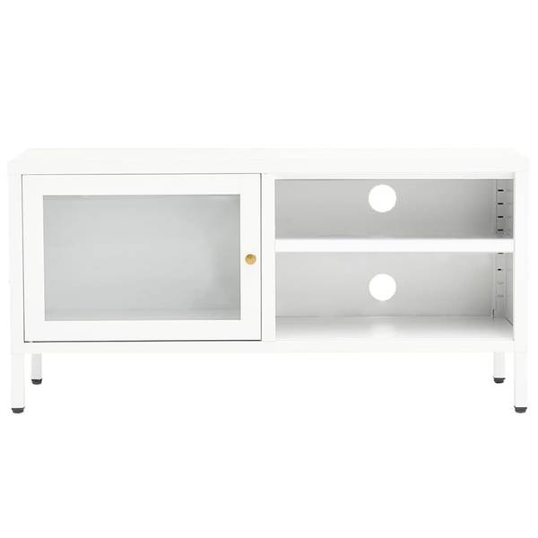 TV-Schrank D585 Weiß - Glas - 30 x 44 x 90 cm