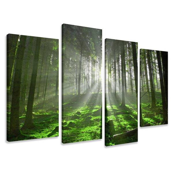 Leinwandbild 4-Tlg.  Wald Textil - 130 x 80 x 2 cm