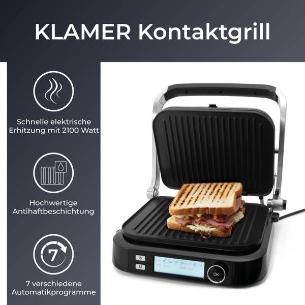 Kontaktgrill 2100 Schwarz - Metall - 34 x 18 x 38 cm