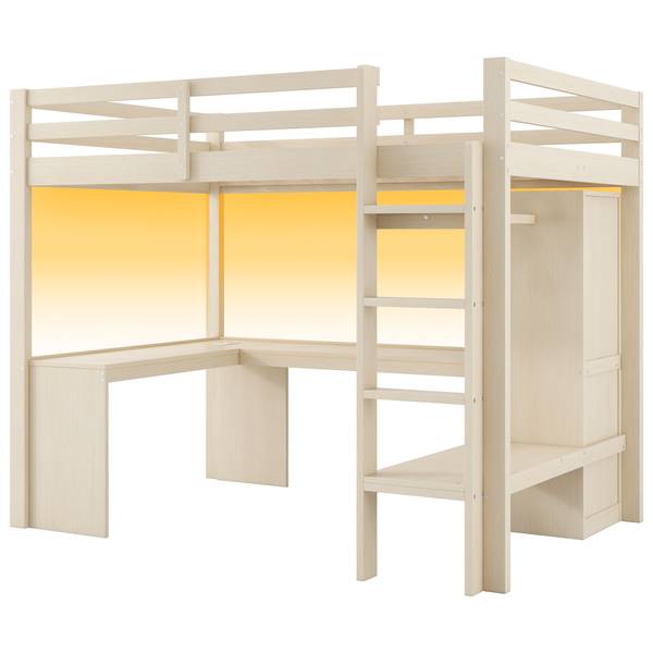 Hochbett John Braun - Kiefer - 153 x 170 x 205 cm