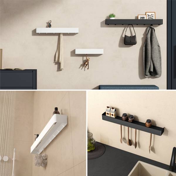 Wandregale Garderobe Reglo-05 400 Schwarz - Tiefe: 40 cm