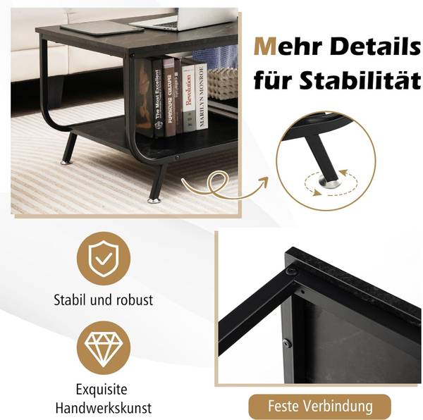 Couchtisch HV10459 Schwarz - Holzwerkstoff - 55 x 47 x 105 cm