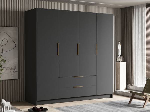 Kleiderschrank Sofia Schwarz - Gold