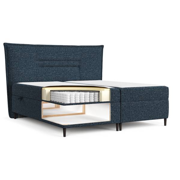 Boxspringbett Koussi I Taschenfederkern Marineblau - Liegefläche Breite: 180 cm