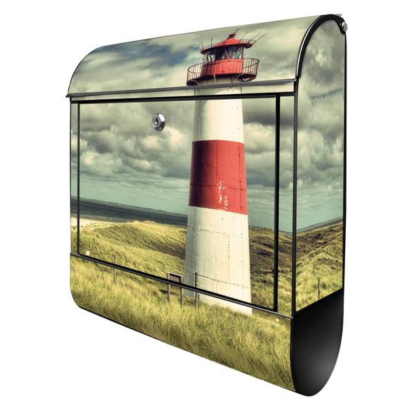 Briefkasten Stahl Leuchtturm Sylt Schwarz - Stahl - 38 x 46 x 13 cm