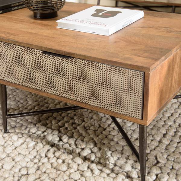 Couchtisch ALIX Braun - Holz teilmassiv - 60 x 42 x 123 cm