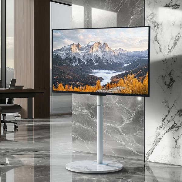 Support TV Astrion Blanc - Pierre artificielle - Métal - 55 x 160 x 65 cm