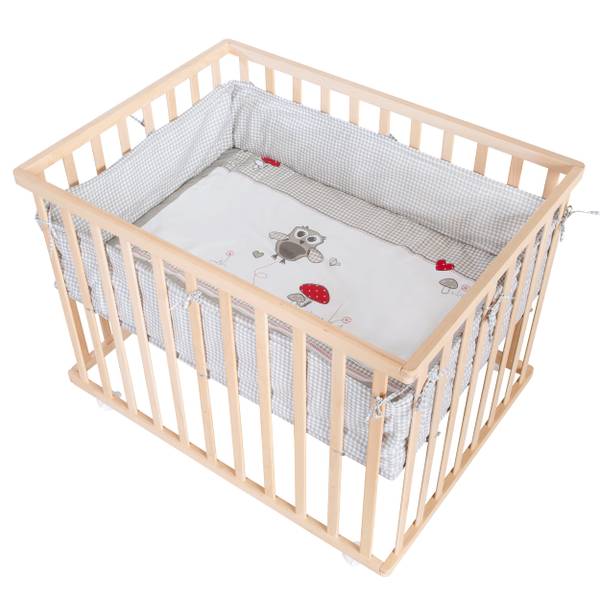 Parc bébé Adam & Eule Marron - Bois manufacturé - 73 x 72 x 99 cm