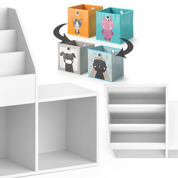 Bibliothèque enfant Luigi 36223 Blanc - Bois manufacturé - 31 x 79 x 72 cm