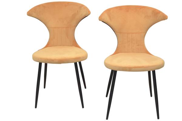 Polsterstuhl Carmen 2er-Set Gelb - Samt - 55 x 85 x 57 cm