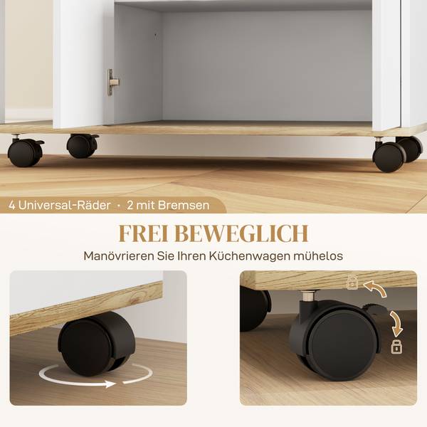 Küchenwagen 801-372V90WT Holzwerkstoff - 40 x 82 x 80 cm