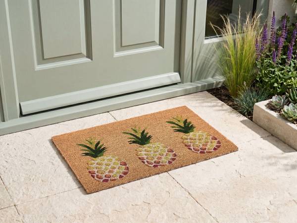 Fussmatte OZAMIZ Blau - Gelb - Naturfaser - 40 x 60 cm