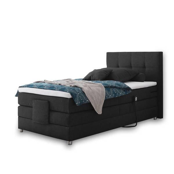 Boxspringbett MANAUS-09-2 Grau - Webstoff - 130 x 112 x 208 cm