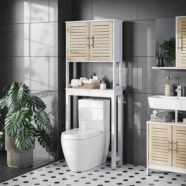Toilettenschrank Looma 57488 Braun - Weiß - Holzwerkstoff - 70 x 180 x 23 cm