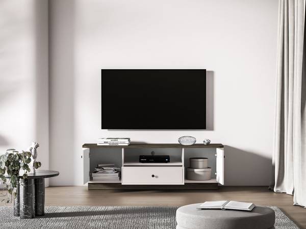 TV-Lowboard VILAVIO Grau - Stahl - Melamin - 160 x 50 x 40 cm