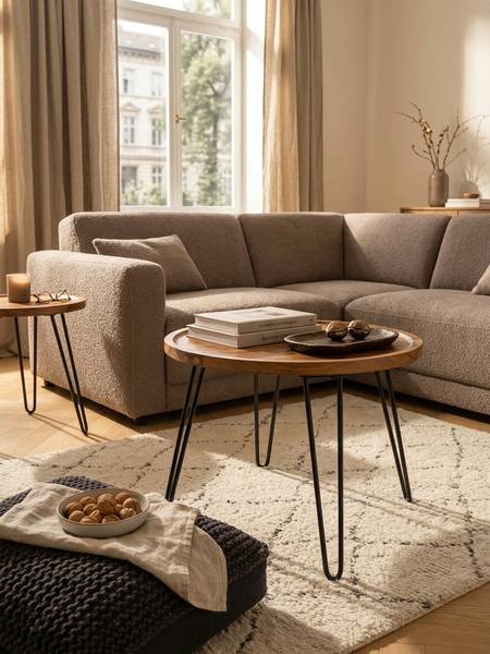 Couchtisch HVAR mit Tablettrand Braun - Sheesham - 60 x 45 x 60 cm