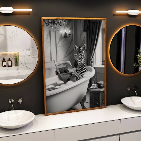 Poster ZEBRA in der Badewanne 20 x 30 x 30 cm
