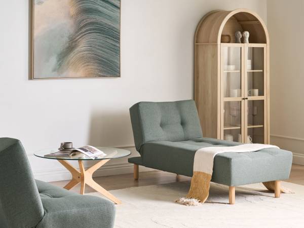 Chaiselongue ALSTEN Braun - Grün - Textil - 75 x 80 x 161 cm