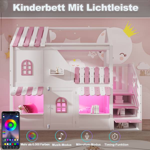 Hochbett Oneiros Ⅱ Pink - Weiß
