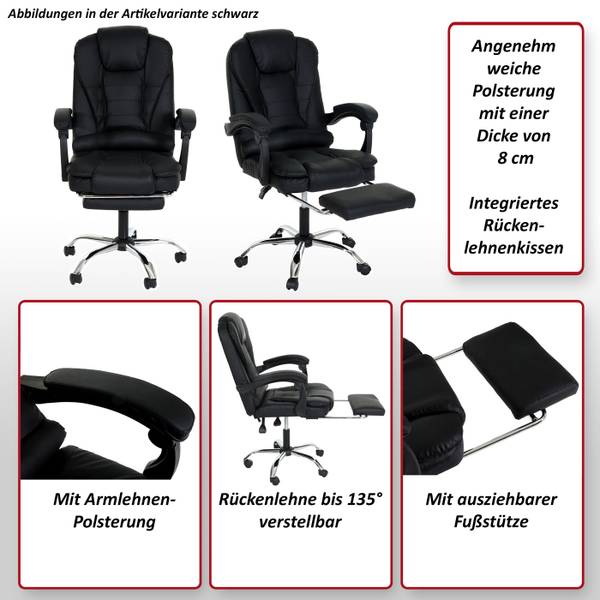Chaise de bureau M80 Noir - Cuir synthétique - 63 x 110 x 103 cm