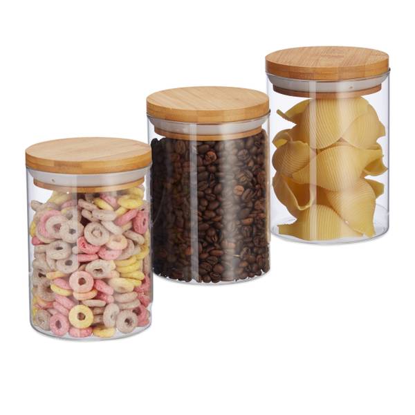 3er Set Vorratsdosen aus Glas 600 ml Braun - Silikon - 10 x 14 x 10 cm