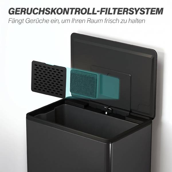 Mülleimer 851-068V00BK Schwarz - Metall - 35 x 68 x 43 cm