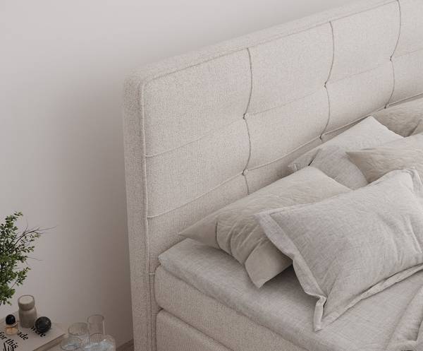 Boxspringbed Semplice beige - Ligoppervlak breedte: 160 cm