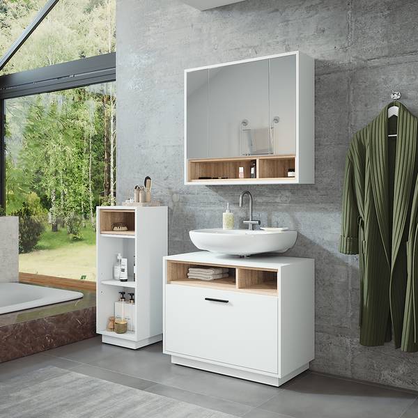 Badmeubelset Beatrice 55780 set van 3 Sonoma eikenhouten look - wit