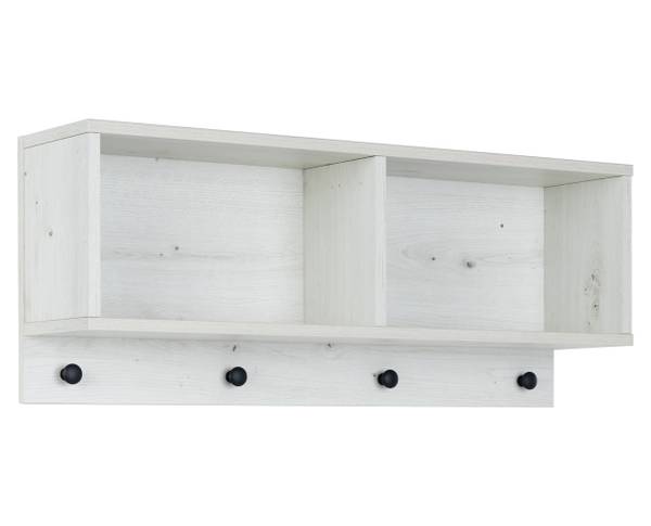Wandregal mit 4 Kleiderhaken Lavea Braun - Holzverbundwerkstoff - 78 x 32 x 20 cm