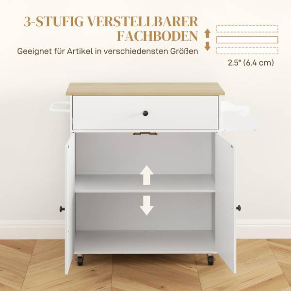 Kücheninsel 801-376V90WT Weiß - Stahl - 42 x 87 x 106 cm