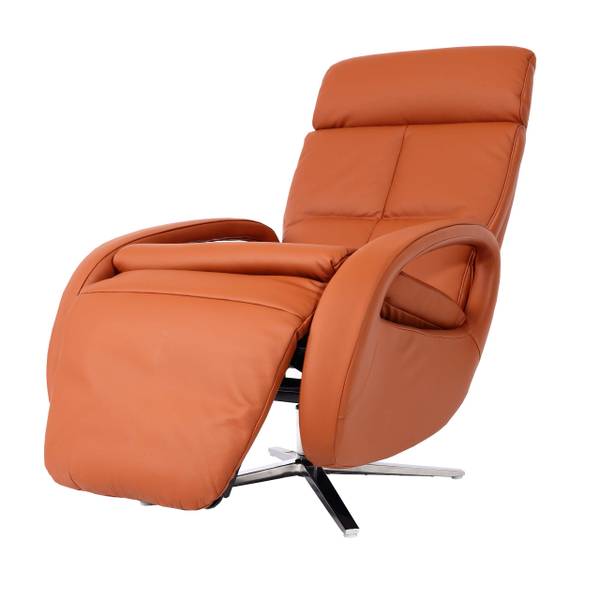 Relaxsessel L11 drehbar, Voll-Leder Braun - Taupe