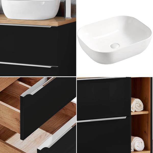 Badmöbel-Set TOSKANA-56-176 5er-Set Grau - Holzwerkstoff - 250 x 190 x 46 cm
