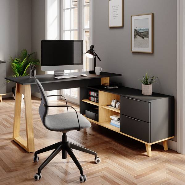 Schreibtisch Nautica 36904 Grau - Holzwerkstoff - 138 x 77 x 60 cm